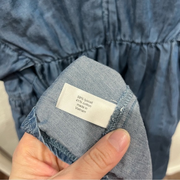 Lane Bryant Dress Women's 28 Lena Blue Chambray Faux Wrap Flutter Sleeve NWT - Picture 8 of 10